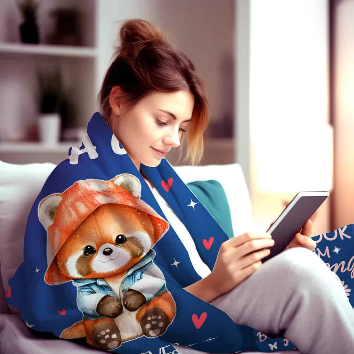 Manta de Panda Rojo Cálida Acogedora Suave Ligera de - Imagen 4