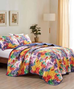 Juego de Colcha Floral ESCA de 3 Piezas Reversible