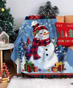 Manta de Vellón de Navidad con Muñeco de Nieve Súper Suave