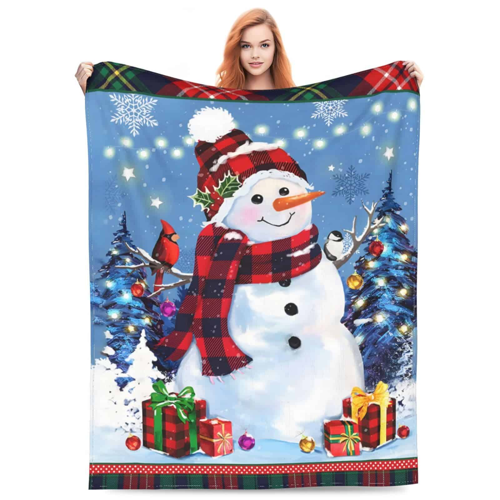Manta de Vellón de Navidad con Muñeco de Nieve Súper Suave - Imagen 3