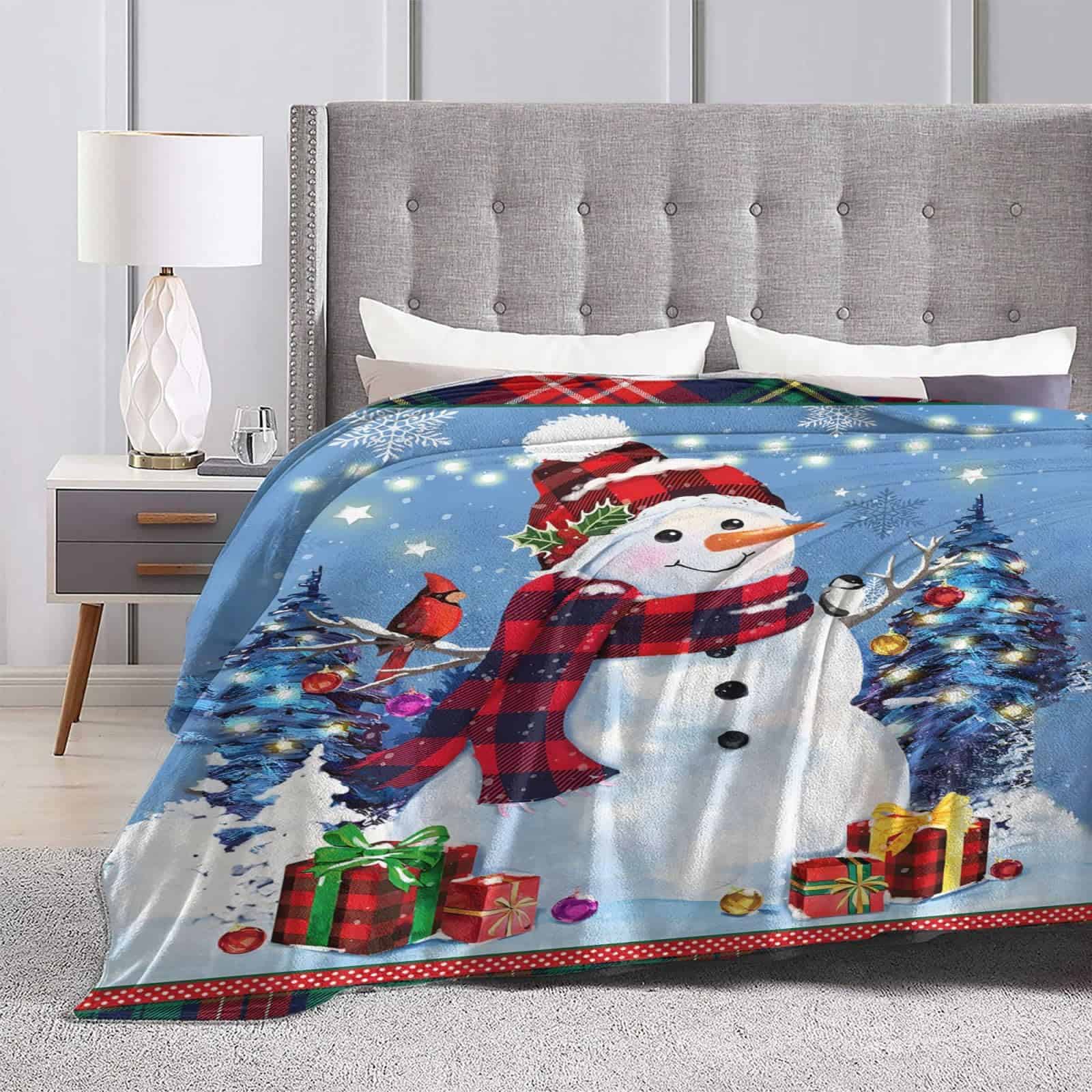 Manta de Vellón de Navidad con Muñeco de Nieve Súper Suave - Imagen 7