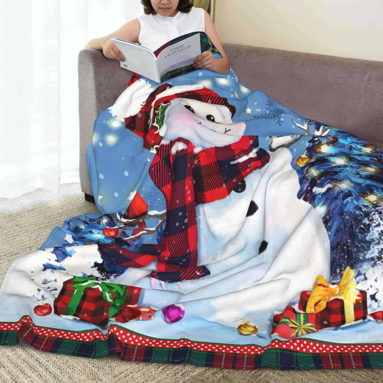 Manta de Vellón de Navidad con Muñeco de Nieve Súper Suave - Imagen 6