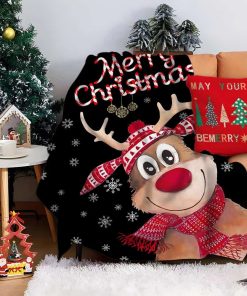 Manta de Franela de Navidad Elk Súper Suave y Acogedora