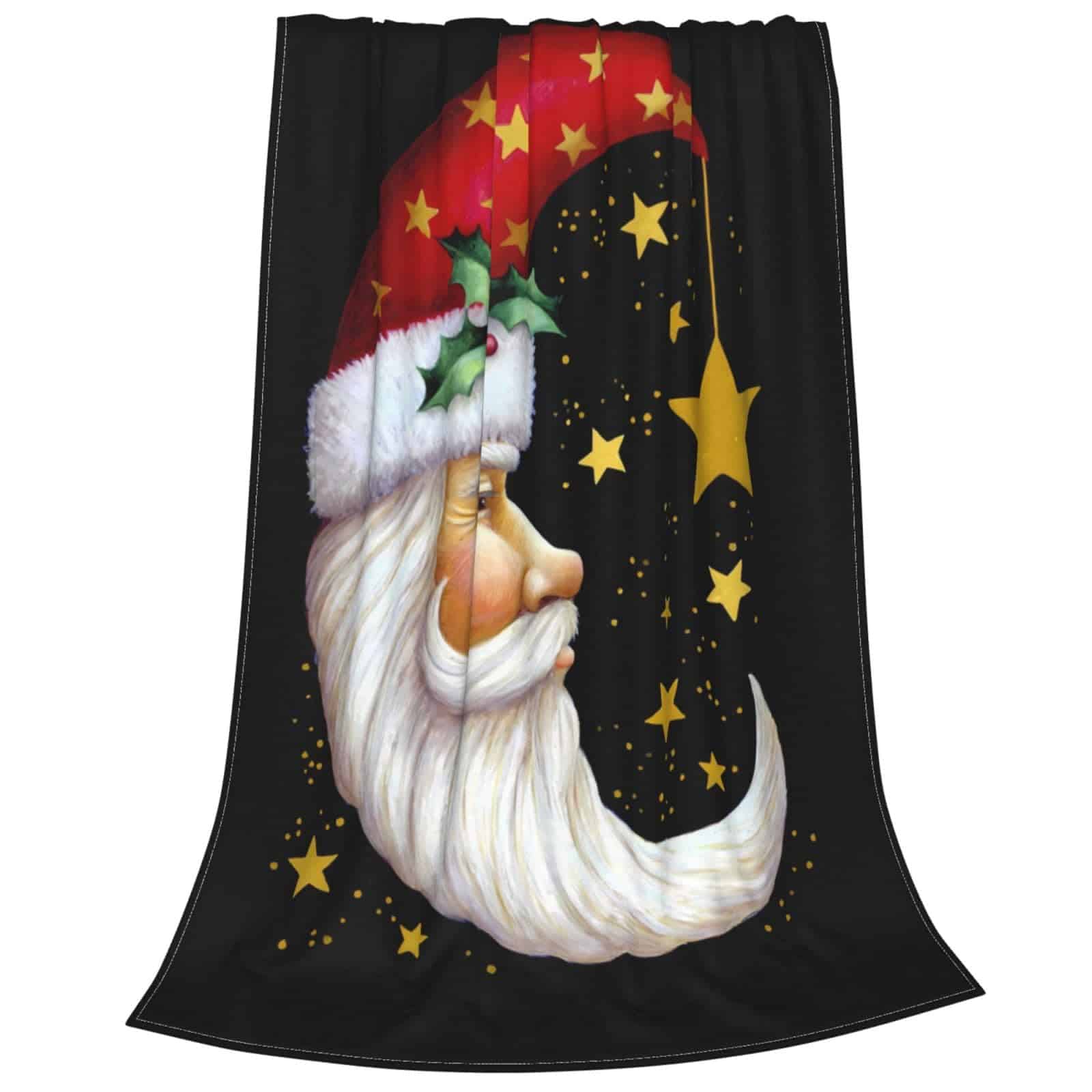 Manta de franela para Navidad Xmas Moon Santa Super Suave y - Imagen 5