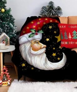 Manta de franela para Navidad Xmas Moon Santa Super Suave y