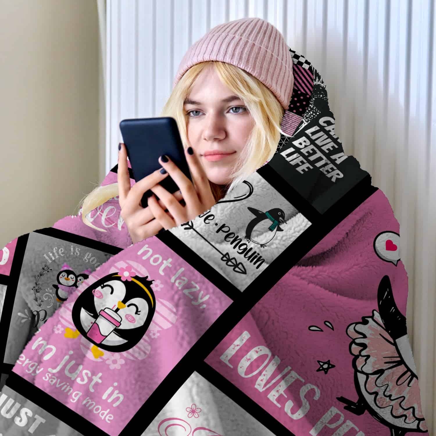 Manta de pingüino regalos para niñas mujeres suave cálida - Imagen 4