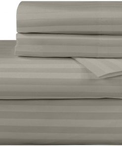 Juego de sábanas a rayas de 300 hilos 100% -Rayas Plata