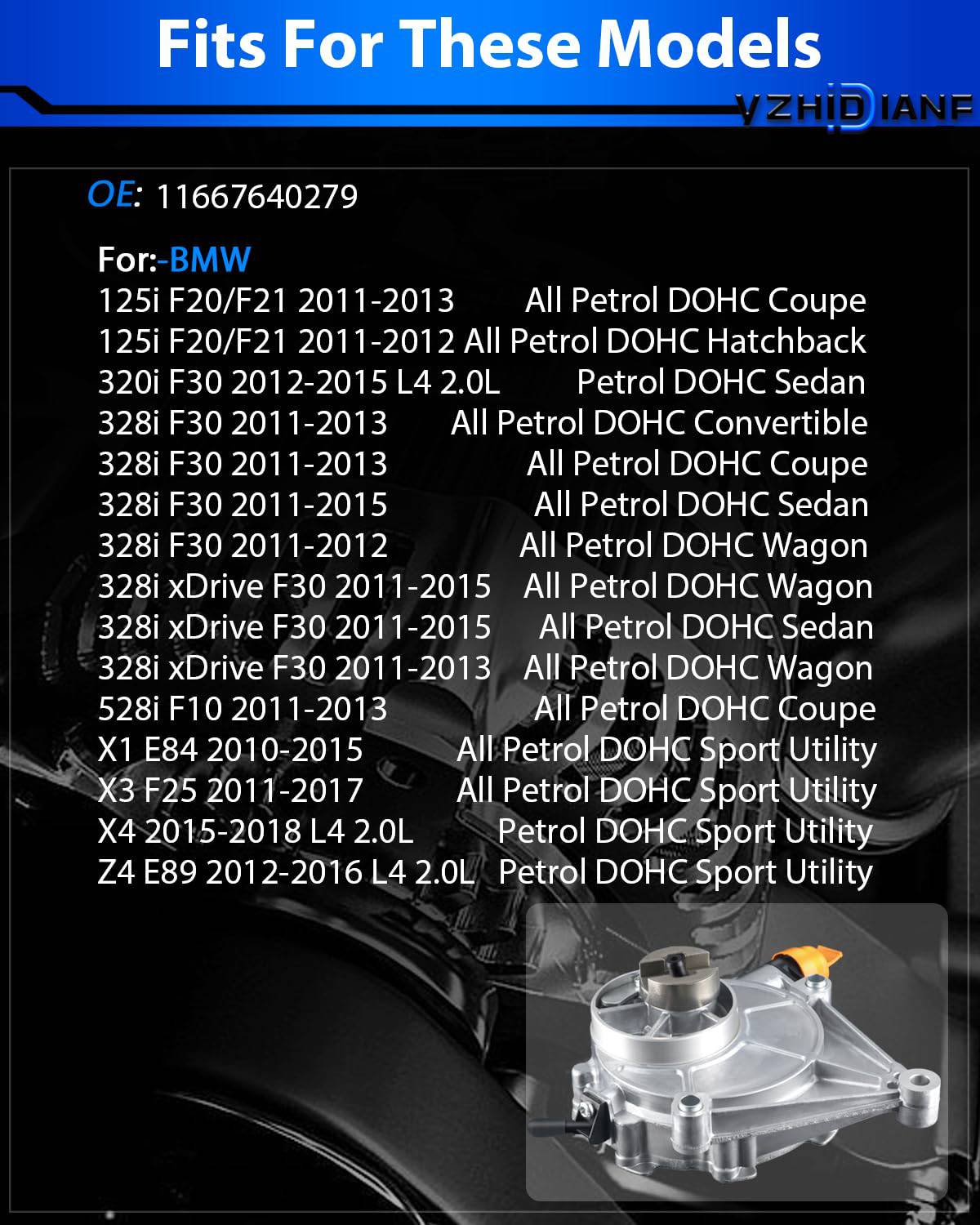 Bomba de Vacío de Freno YZHIDIANF Mejorada Apto para:-BMW - Imagen 3
