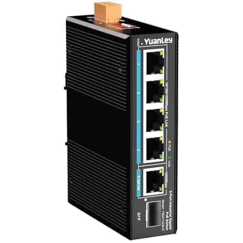 Switch Industrial de 6 Puertos YuanLey con 4 Puertos PoE
