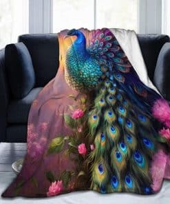 Mantas de lanza de pavo real para sofá y cama, 80"X60"