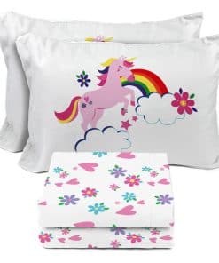 Juego de sábanas completo Sunny Side Up Rainbow Unicorns -