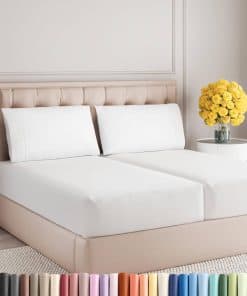 Juego de sábanas tamaño Split King de -Blanco