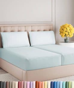 Juego de sábanas tamaño Split King de -Azul hielo