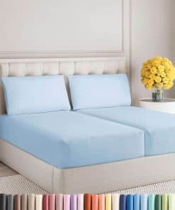 Juego de sábanas tamaño Split King de -Azul Claro