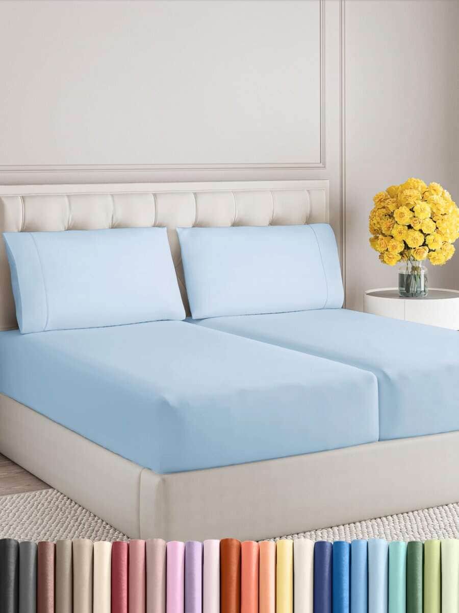 Juego de sábanas tamaño Split King de -Azul Claro
