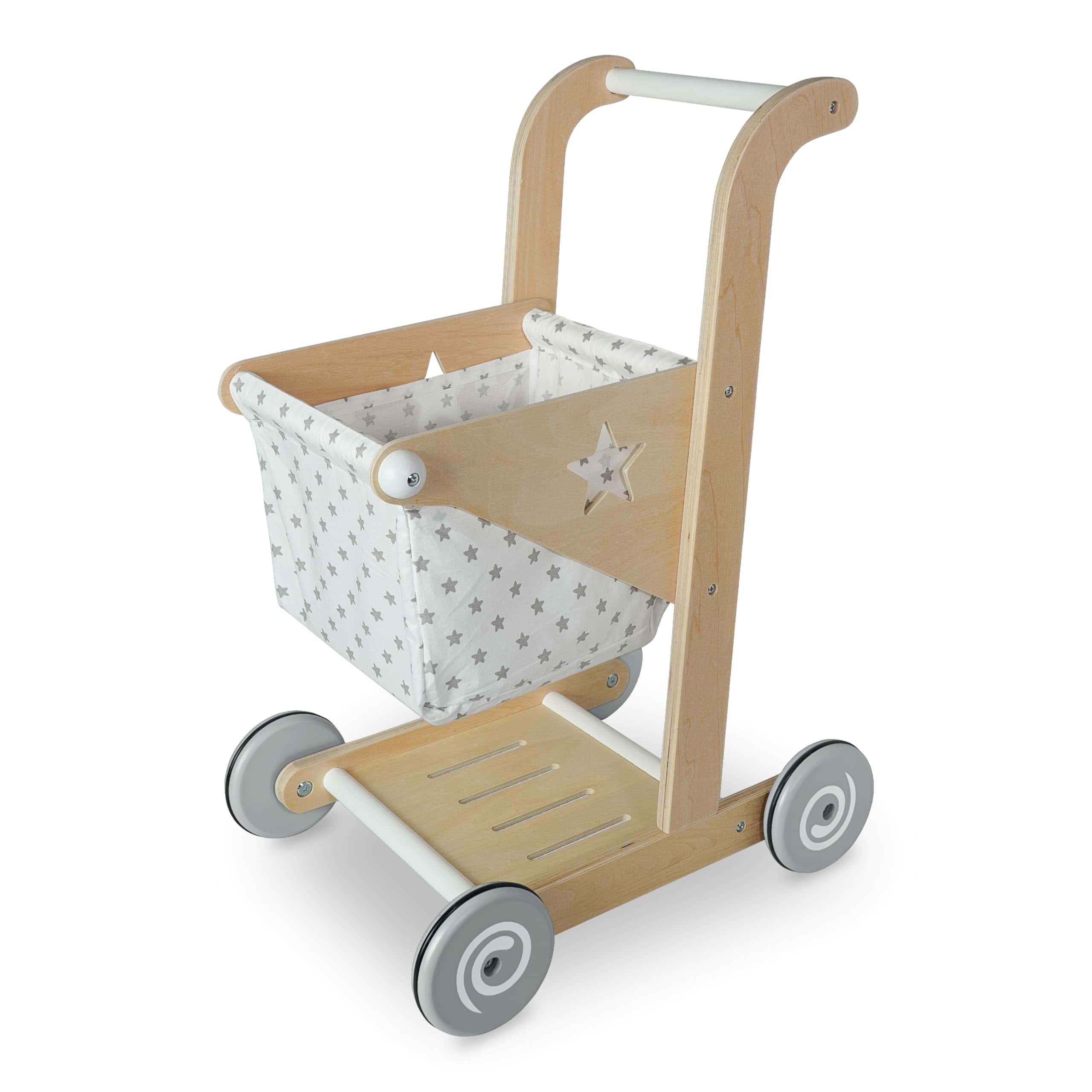 Carrito de Compras y Cochecito de Muñecas de madera 2 en 1