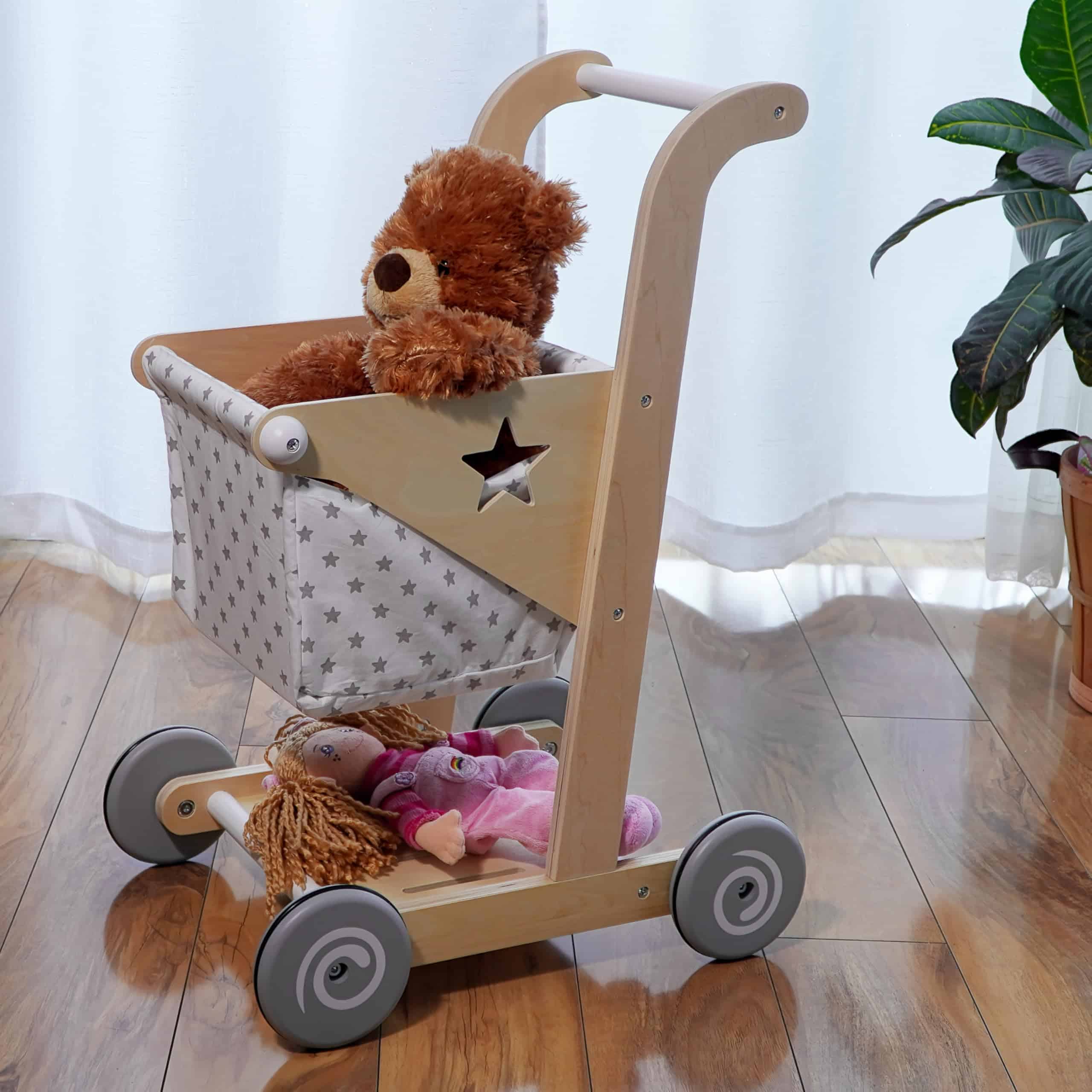 Carrito de Compras y Cochecito de Muñecas de madera 2 en 1 - Imagen 9