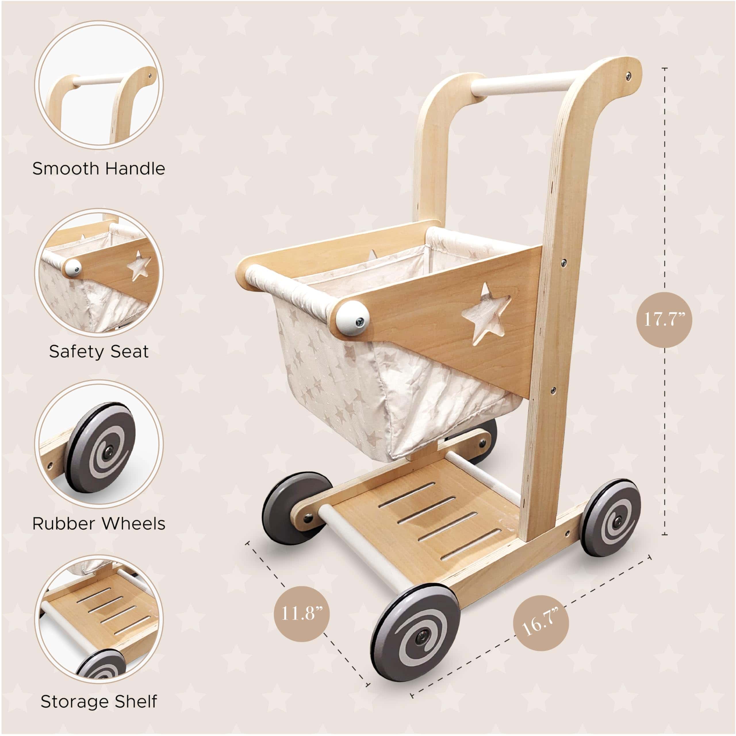 Carrito de Compras y Cochecito de Muñecas de madera 2 en 1 - Imagen 5