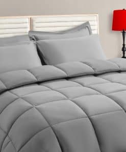 Juego de edredón completo TAIMIT gris de 7 piezas - Juego