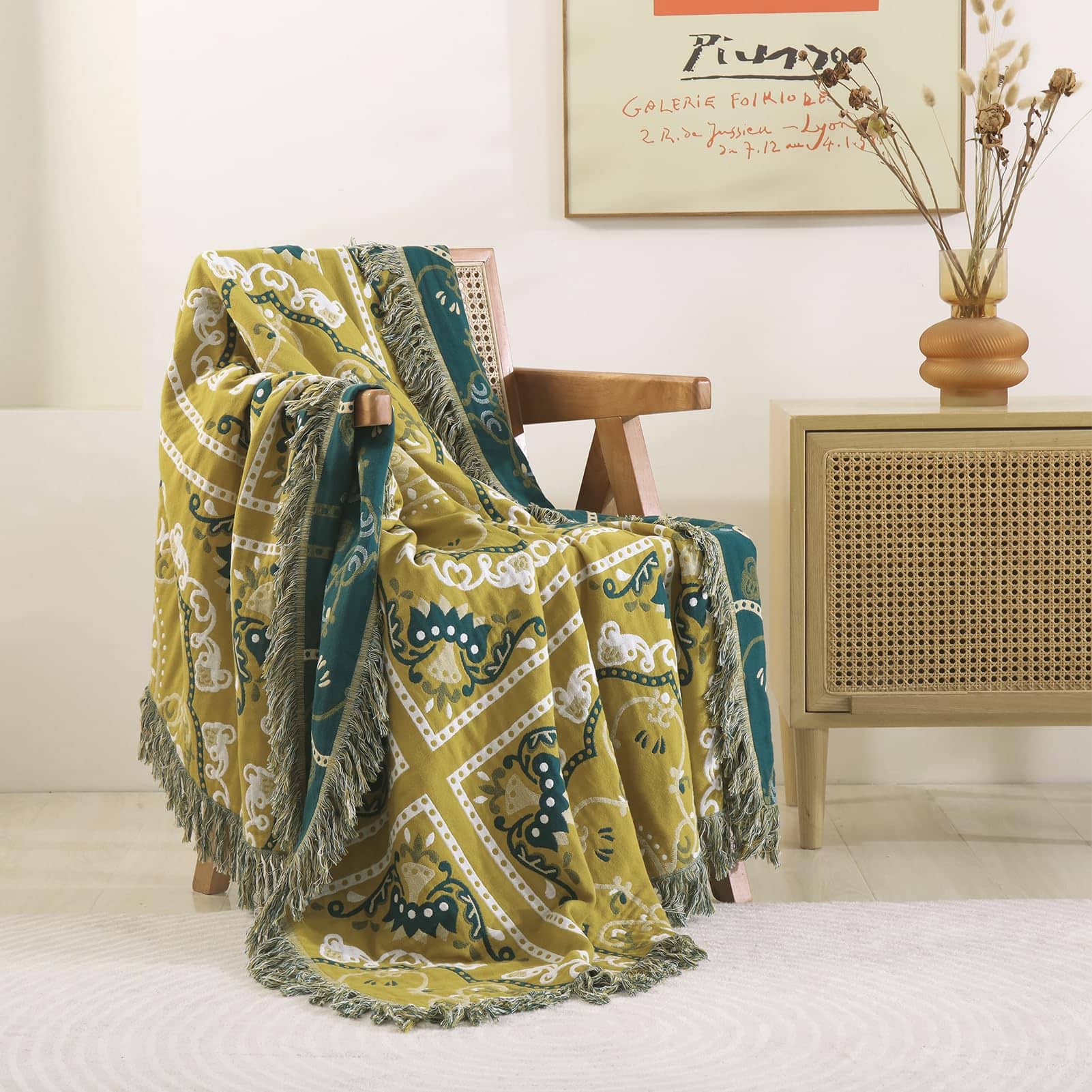 Manta SahSahCasa 100% algodón tamaño Queen, 90"�98" Manta - Imagen 3