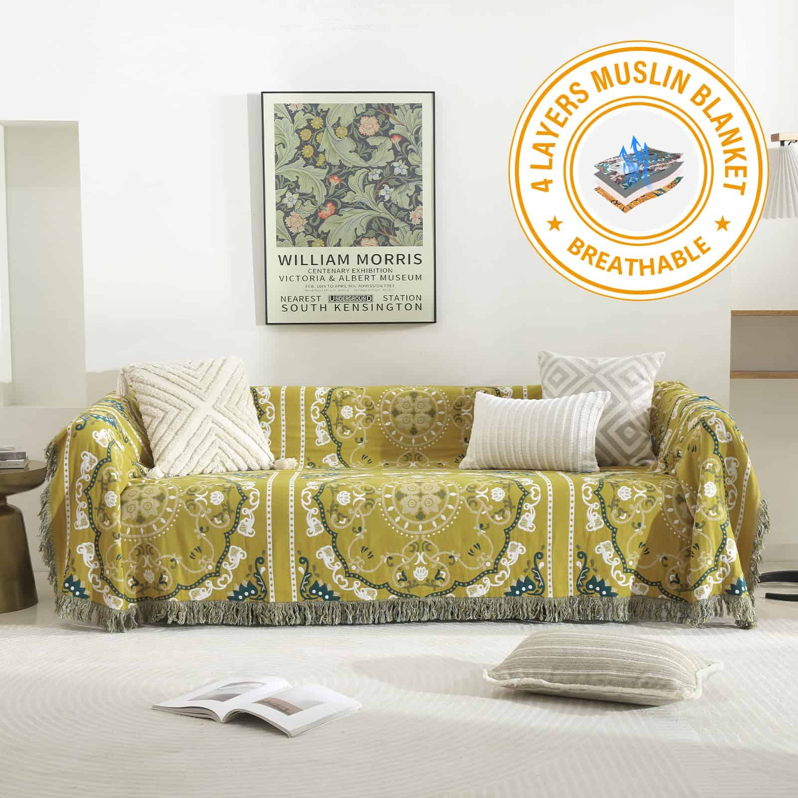 Manta SahSahCasa 100% algodón tamaño Queen, 90"�98" Manta - Imagen 6