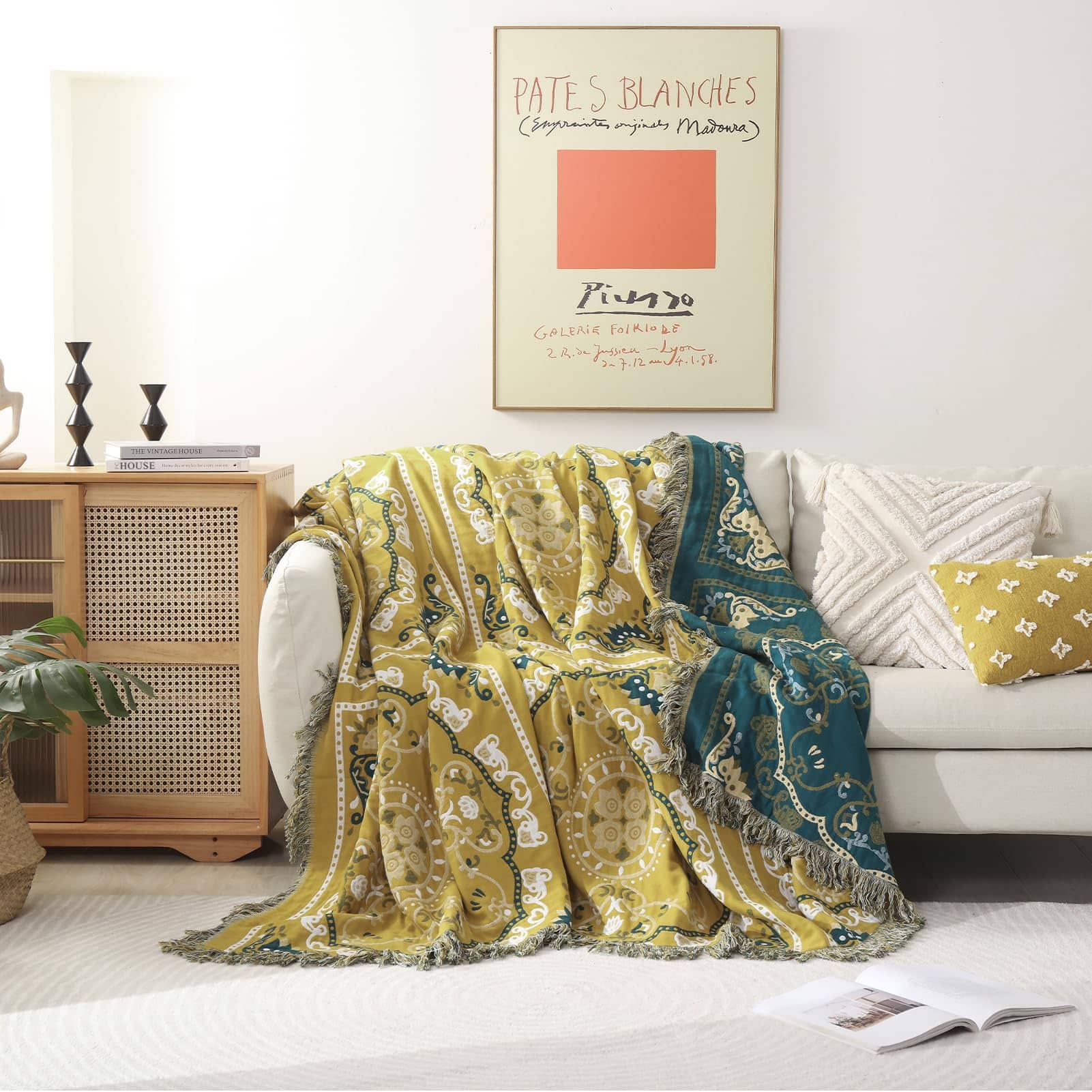 Manta SahSahCasa 100% algodón tamaño Queen, 90"�98" Manta