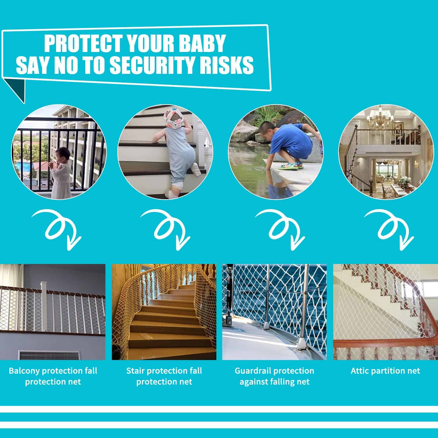 Red de Carga de Escalada Bunifa para Niños Red -Blanco - Imagen 6