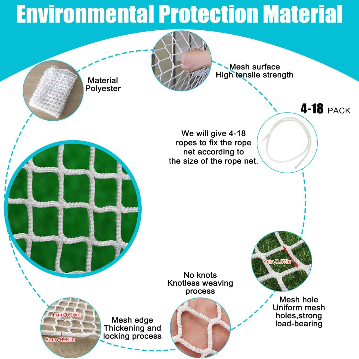 Red de Carga de Escalada Bunifa para Niños Red -Blanco - Imagen 3