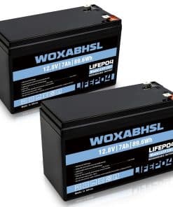 Batería de litio WOXABHSL 12V 7Ah, 2 paquetes, BMS