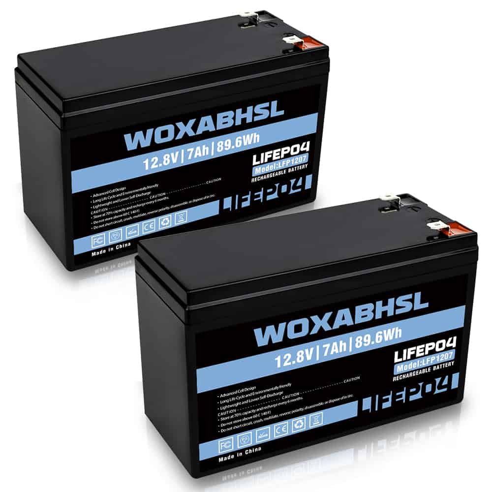 Batería de litio WOXABHSL 12V 7Ah, 2 paquetes, BMS