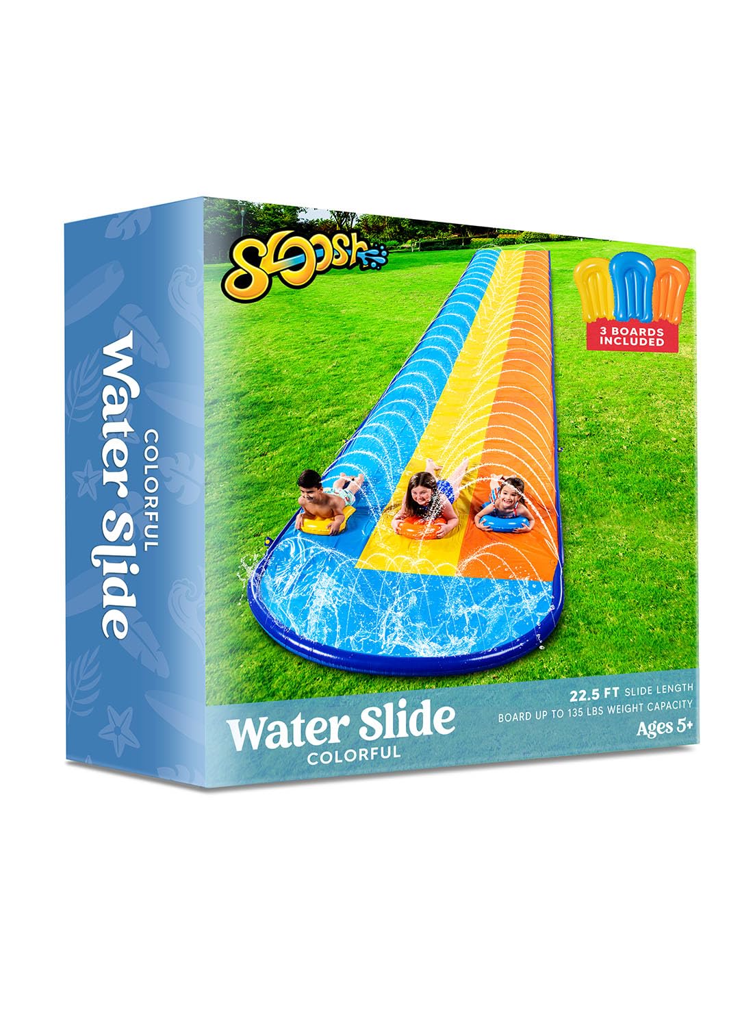 Sloosh 22.5ft Triple Water Slide y 3 Body Boards, Tobogán - Imagen 7