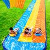 Sloosh 22.5ft Triple Water Slide y 3 Body Boards, Tobogán