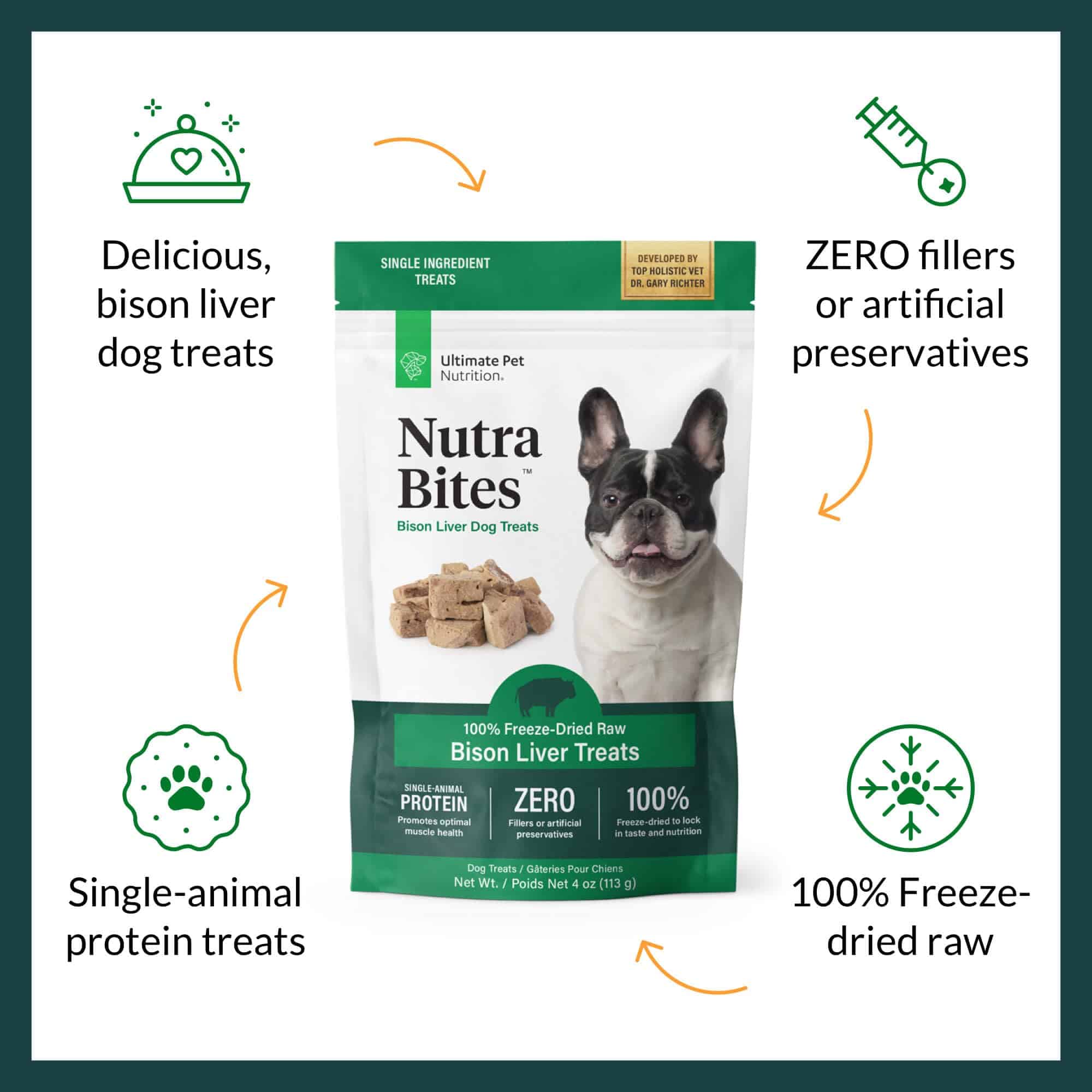 ULTIMATE PET NUTRITION Nutra Bites Freeze Dried Raw Single - Imagen 4