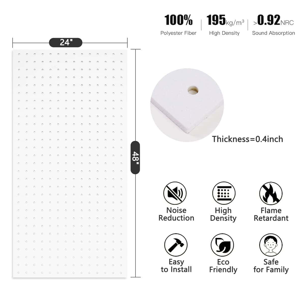 Tutmyrea 3 Pack Paneles Acústicos Grandes, 48" X 24" X - Imagen 7