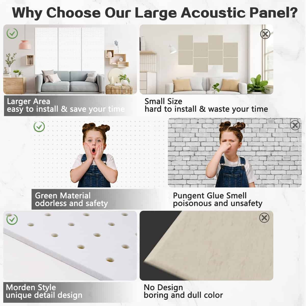 Tutmyrea 3 Pack Paneles Acústicos Grandes, 48" X 24" X - Imagen 5