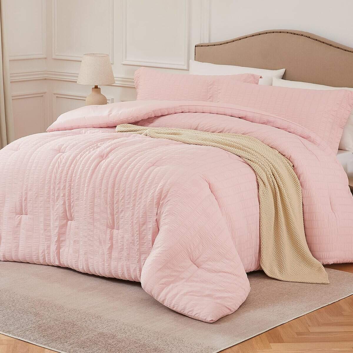 Juego de Edredón Completo Quataly Rosa - 3 Piezas Juego de