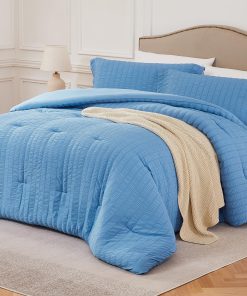 Set de Edredón Quataly Azul King - 3 Piezas Juego de Ropa
