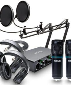Movo PodKit2AH Paquete de Equipos de Podcast para 2