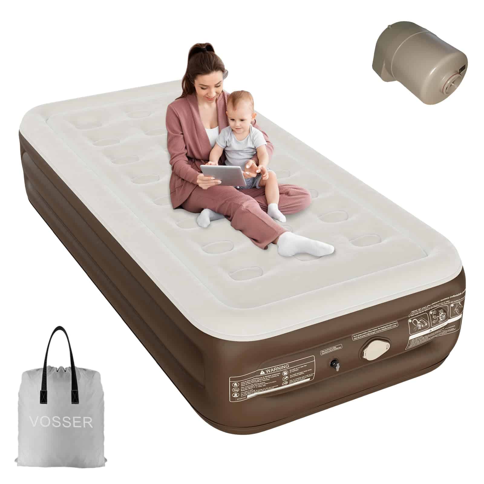 Colchón de Aire Gemelo VOSSER con Bomba -Khaki
