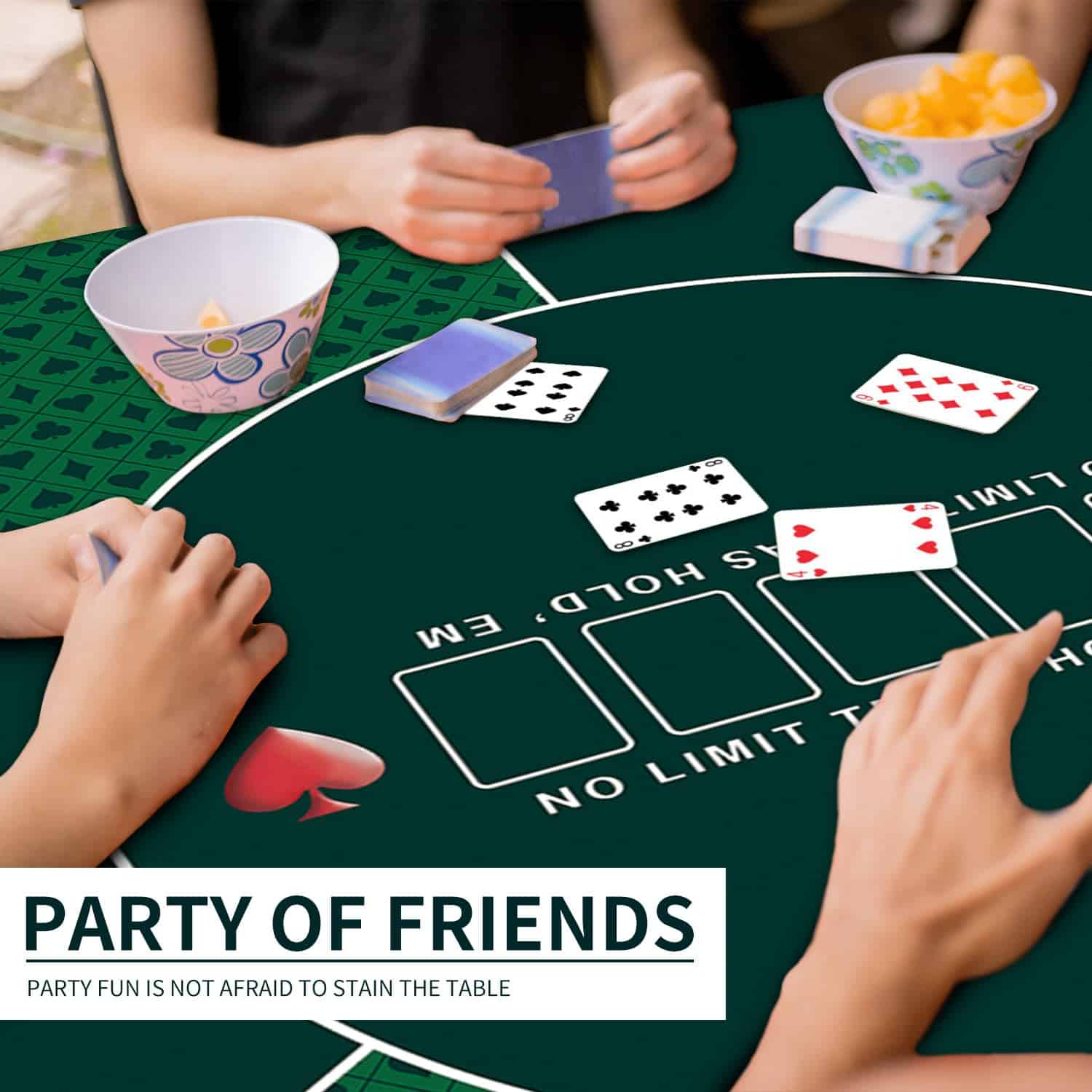 Tapete de póker cuadrado plegable de -Verde (63''x 63'') - Imagen 6