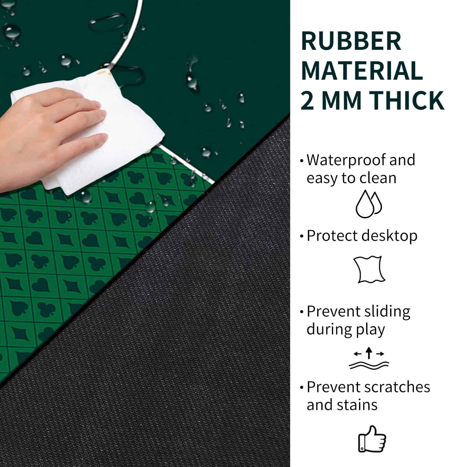 Tapete de póker cuadrado plegable de -Verde (63''x 63'') - Imagen 5