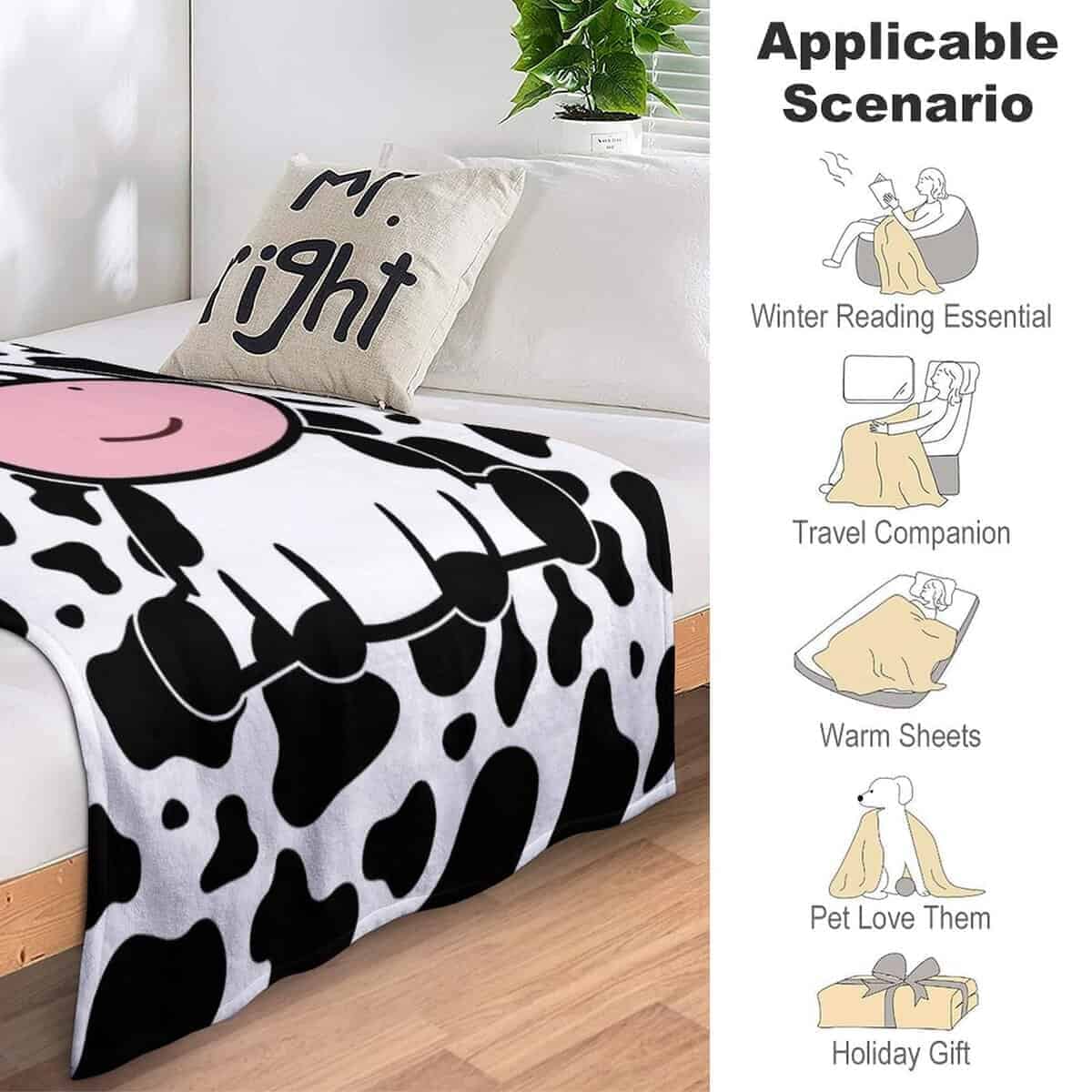 Manta de Vaca Linda Suave Acogedora de Franela para Niños y - Imagen 7