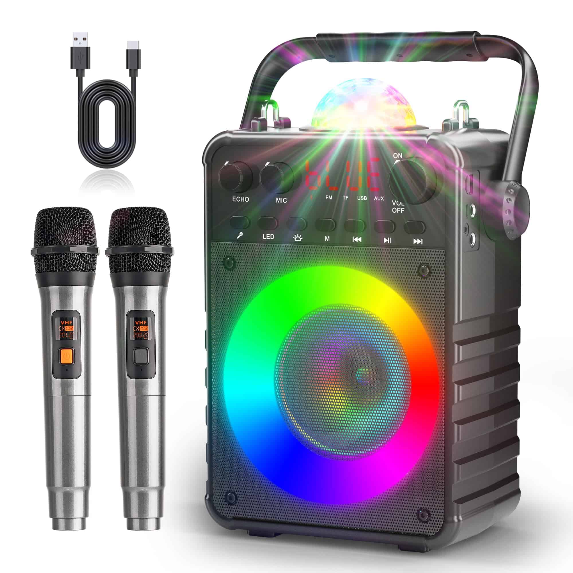 Máquina de Karaoke Peski con 2 Micrófonos Inalámbricos,