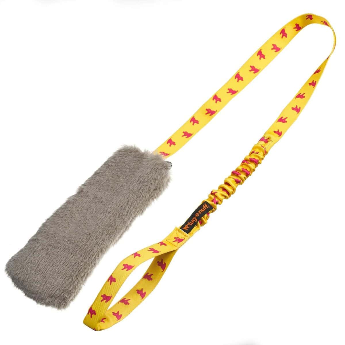 Tug-E-Nuff Faux Fur Squeaky Bungee Chaser (Amarillo)