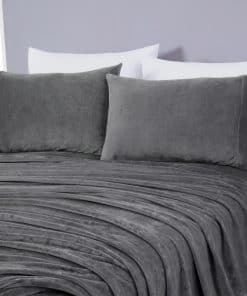 Juego de sábanas de felpa extra suave -Gris