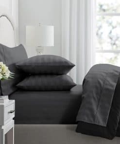 Juego de sábanas King a rayas de algodón egipcio de 700