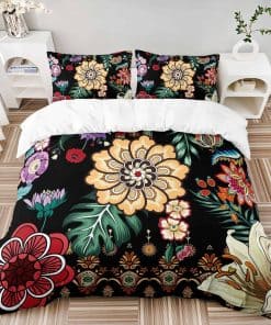 Nttopship Juego de Funda nórdica Floral Queen Size Boho