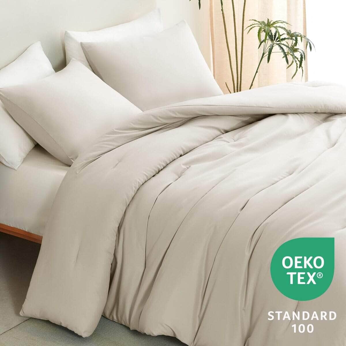 Juego de edredón CozyLux en color beige, tamaño Twin/Twin - Imagen 4