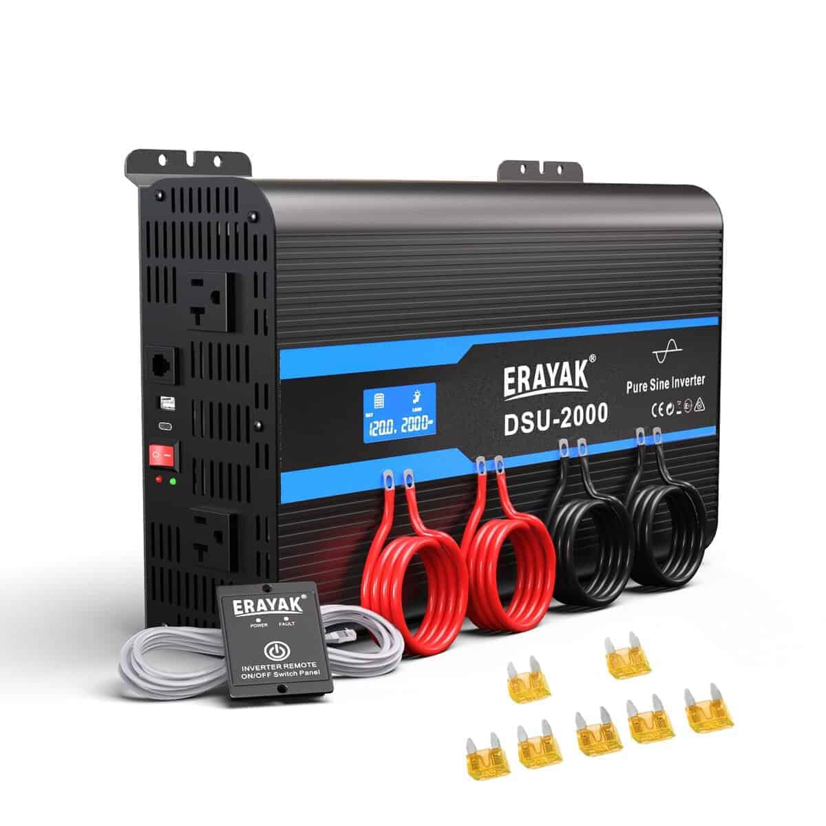 Inversor de Onda Sinusoidal Pura Erayak 2000W 12V DC a 120V