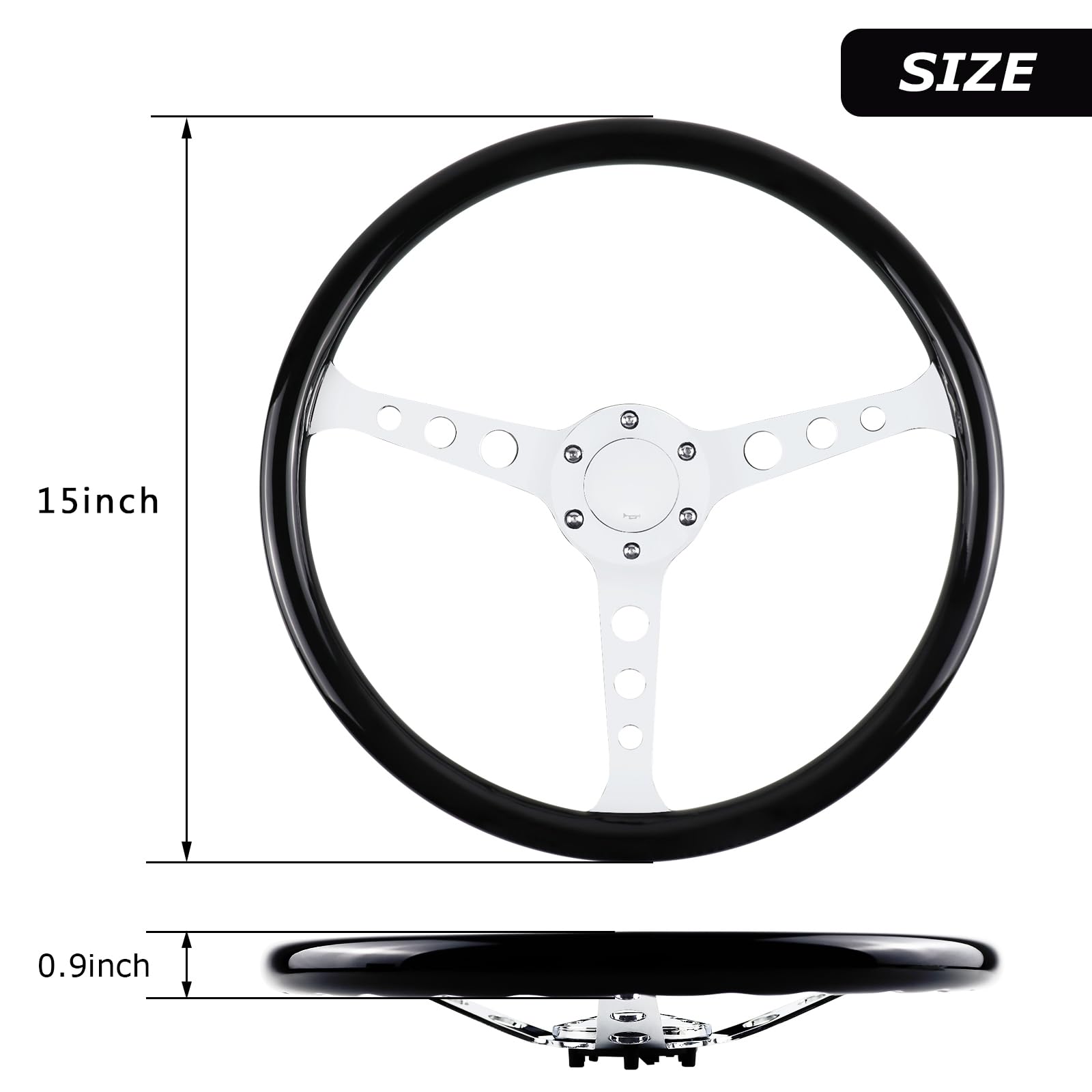 Volante de Carreras de Madera de 15" Estilo de Nostalgia - Imagen 3